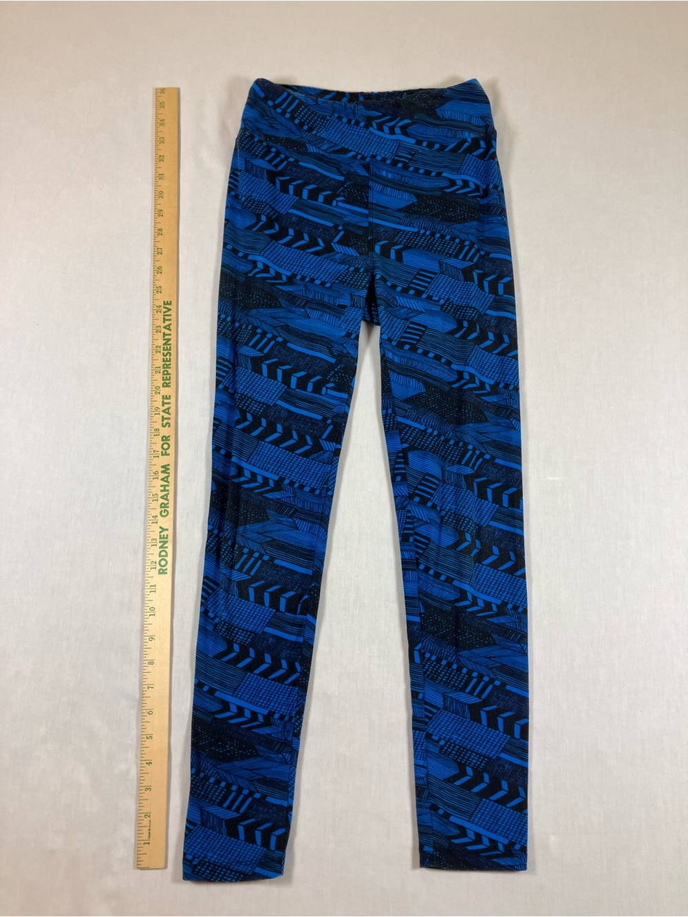 LuLaRoe Blue and Black Geometric Leggings